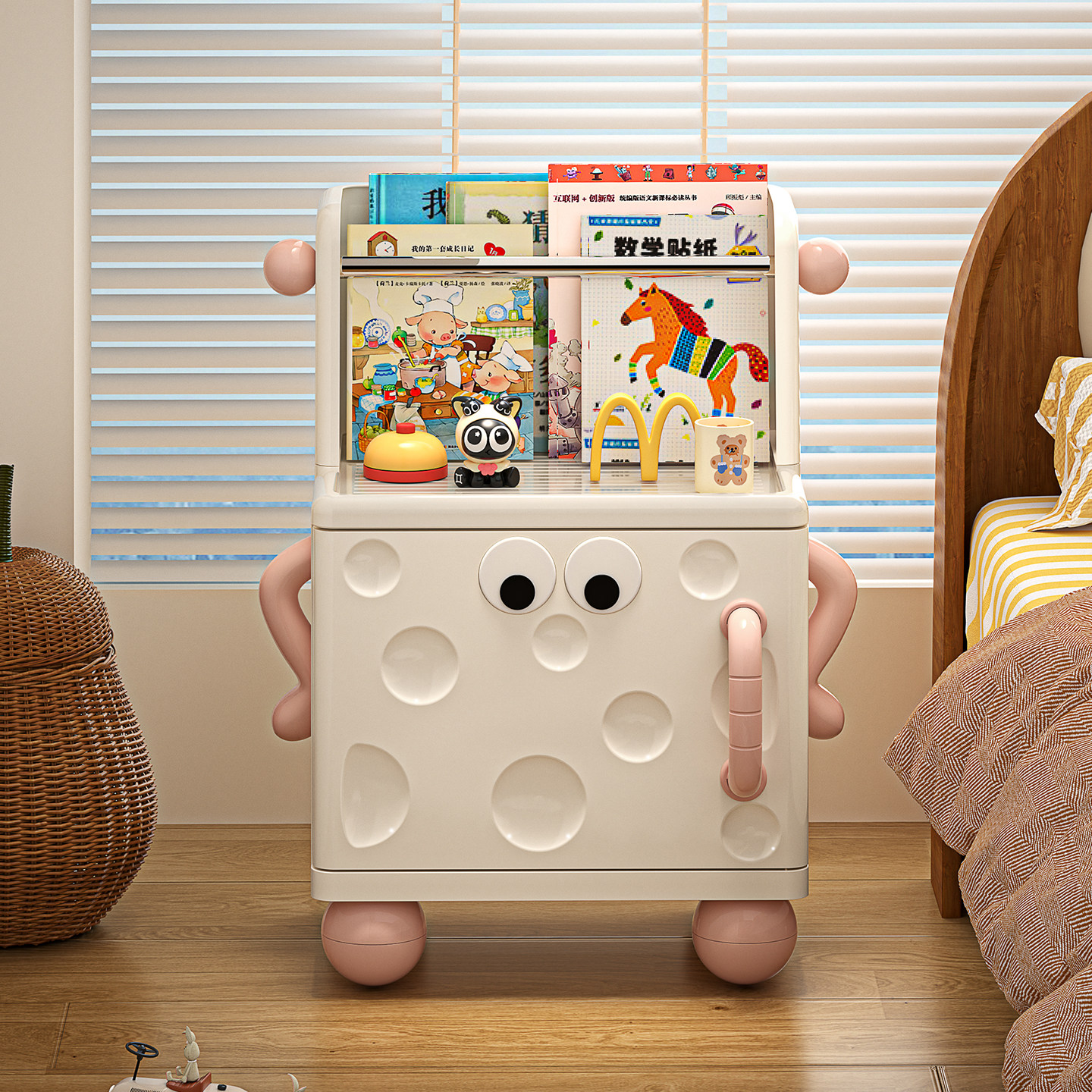 儿童床头柜家用创意带书架置物柜子宝宝简易绘本收纳架玩具收纳柜,住宅家具,儿童床头柜,淘宝优惠券,粉丝福利购,淘宝优惠卷