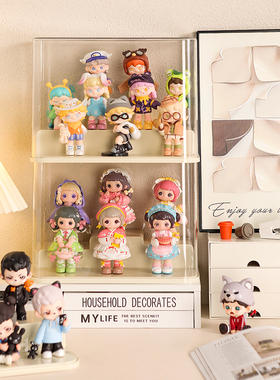 dora又梨盲盒展示架收纳亚克力公仔娃娃手办展示柜防尘透明展示盒