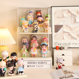 dora又梨盲盒展示架收纳亚克力公仔娃娃手办展示柜防尘透明展示盒