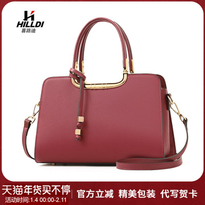 真皮妈妈包结婚婚包红色包包大容量喜婆婆婚宴包包大气中年女包