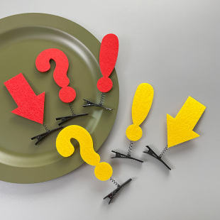 个性 红色黄色问号感叹号箭头无纺布发夹弹簧夹搞笑搞怪卡子头顶夹