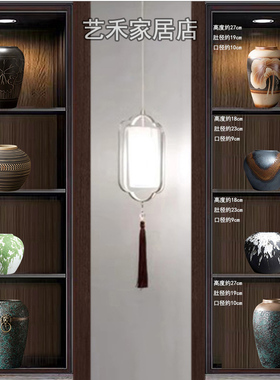 新中式陶瓷花瓶摆件茶室酒店会所客厅书房装饰品古典花器家居饰品