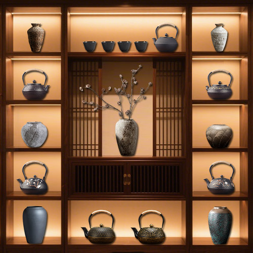 新中式侘寂风茶室茶具软装