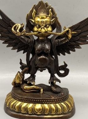 古玩铜器雷震子摆件大鹏展翅鸟摆件家居装饰客厅工艺品收藏礼品