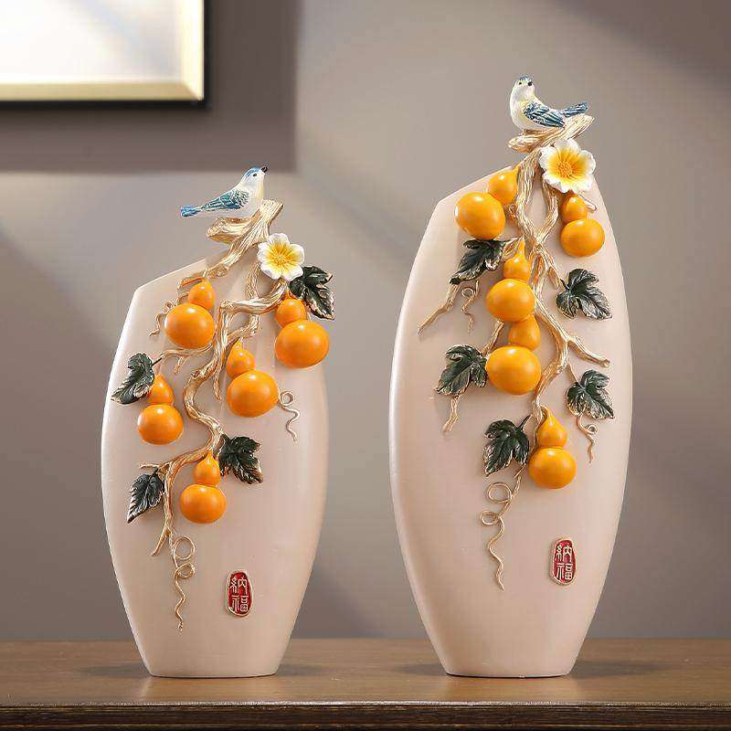 新中式五福临门台面轻奢花瓶一对摆件客厅玄关家居创意工艺装饰品,家居饰品,装饰摆件,淘宝优惠券,粉丝福利购,淘宝优惠卷