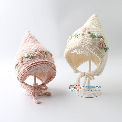 防风秋冬款防风针织儿童帽子绣花