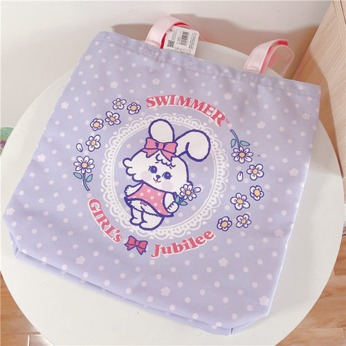国内现货 SWIMMER软腻紫小兔兔爆炸熊熊春天帆布包休闲手提饭盒袋