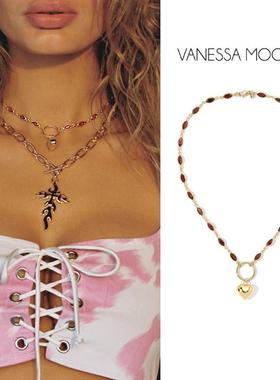 Vanessa Mooney红宝石爱心锁骨链女小众欧美复古设计轻奢高级项链