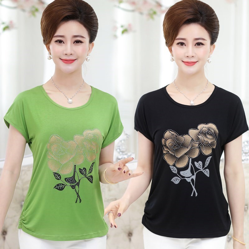 妈妈夏装40-50岁女士夏季上衣2019新款夏天衣服潮 恤少妇30-40。|ruв категории Женская одежда, в пожилых женщин - от Buy2taobao.com для оказания профессиональной услуги покупки агента Taobao