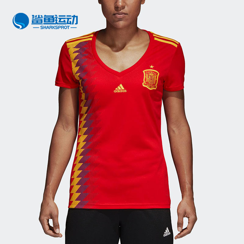 Adidas/阿迪达斯正品 2018西班牙女子主场短袖足球球衣迷服BR2716