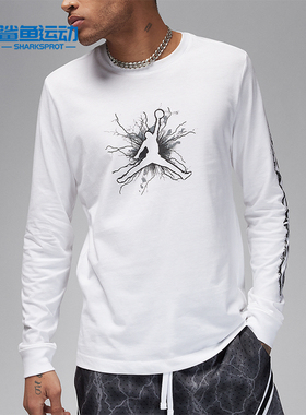 Nike/耐克正品JORDAN男士印花休闲圆领针织长袖T恤FN5973-100