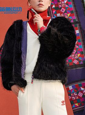 Adidas/阿迪达斯正品三叶草女士人造毛皮运动时尚外套IX4226