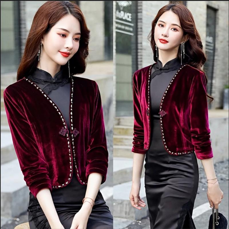 金丝绒短外套女小披肩