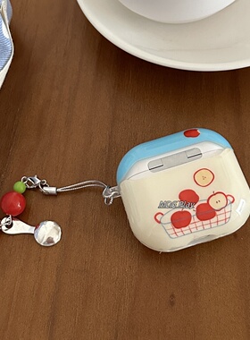 ins韩系撞色购物蓝苹果airpods4耳机保护壳新款airpodspro2保护套pro2耳机壳二三代耳机保护套