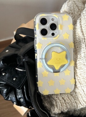 ins风韩系小众设计满屏可爱少女心黄色星星适用iPhone16promax苹果15手机壳14pro新款简约手机壳