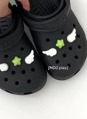韩系ins小众设计感可爱少女心天使翅膀星星洞洞鞋适配diy鞋花
