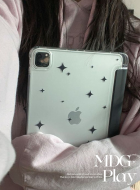 韩系ins小众个性黑色星星简约适用款11寸保护壳/保护套平板套软壳2024iPad带笔槽支架浪漫mini7星星元素