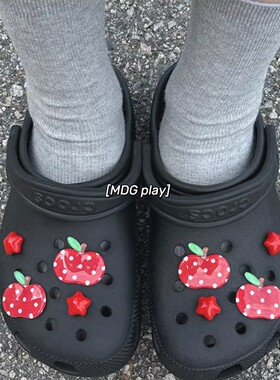 韩系ins风少女心西红柿纽扣洞洞鞋配饰diy鞋扣装饰扣红色星星卡扣