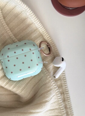 ins风复古蓝咖色波点适用新款Airpodspro3耳机套新款适用4代蓝牙耳机壳Airpods3代简约小众小清新保护壳