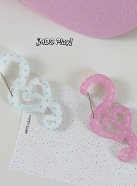 韩系ins古早音符可爱波点蓝色星星钥匙扣包挂件少女心配饰