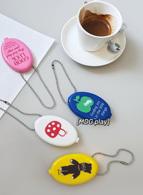 ins风同款卡通零钱包女钥匙扣挂件链条小包可爱动物印花收纳包