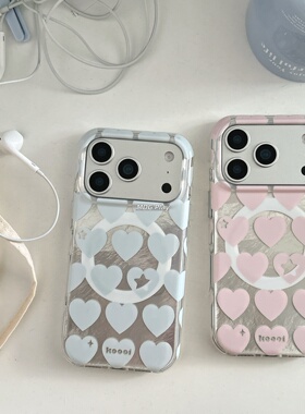ins风卡通凯迪猫半包双层磁吸粉蓝爱心镂空星星支架适用iPhone17/16pro手机壳苹果15promax/14壳