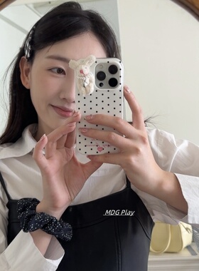 ins可爱简单立体奶呼呼小熊甜美波点毛绒兔子13适用14/15pro苹果16promax手机壳iPhone16pro