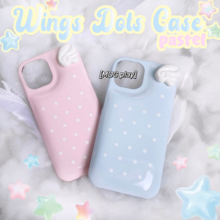 13pu皮肥皂壳半包保护套 苹果韩系ins小众设计感简约高级感可爱少女心卡通天使翅膀手机壳16promax 15pro