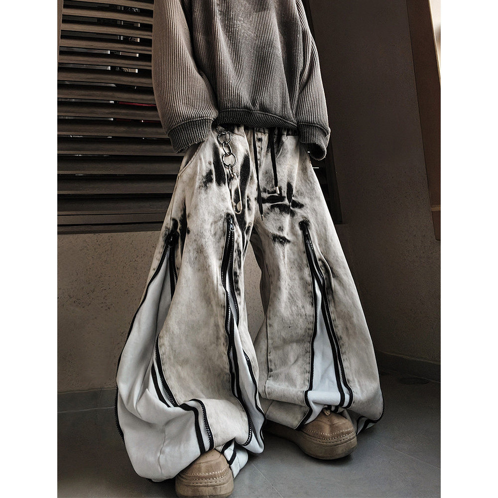 UUCSCC美式宽松vintage休闲拖地长裤嘻哈潮牌弯刀阔腿直筒牛仔裤,男装,牛仔裤,淘宝优惠券,粉丝福利购,淘宝优惠卷