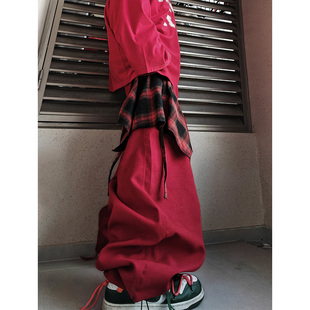 男 高街宽松假两件屁帘运动裤 UUCSCC嘻哈潮牌休闲阔腿束脚长裤 美式