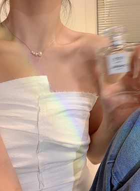 温鉴珍珠项链2022年新款女锁骨链轻奢小众设计感蛇骨链颈链简约配