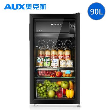 奥克斯冰吧家用办公室小型单门小冰箱透明饮料保鲜茶叶红酒冷藏柜
