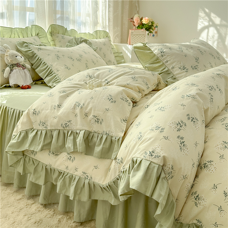 小清新碎花床裙四件套100全棉纯棉2025新款公主风被套罩床上用品4
