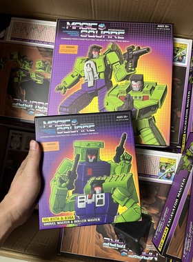 MS-TOYS魔方MS-B37A/38A铲车搅拌车透明车窗版变形玩具大力神精涂