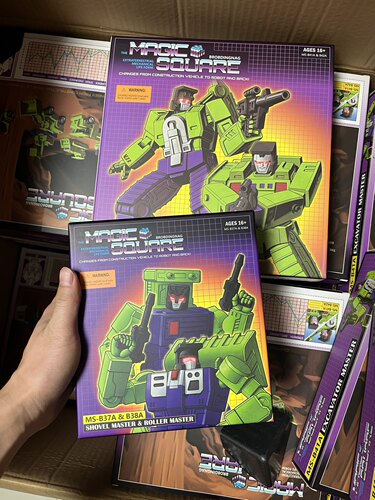 MS-TOYS魔方MS-B37A/38A铲车搅拌车透明车窗版变形玩具大力神精涂