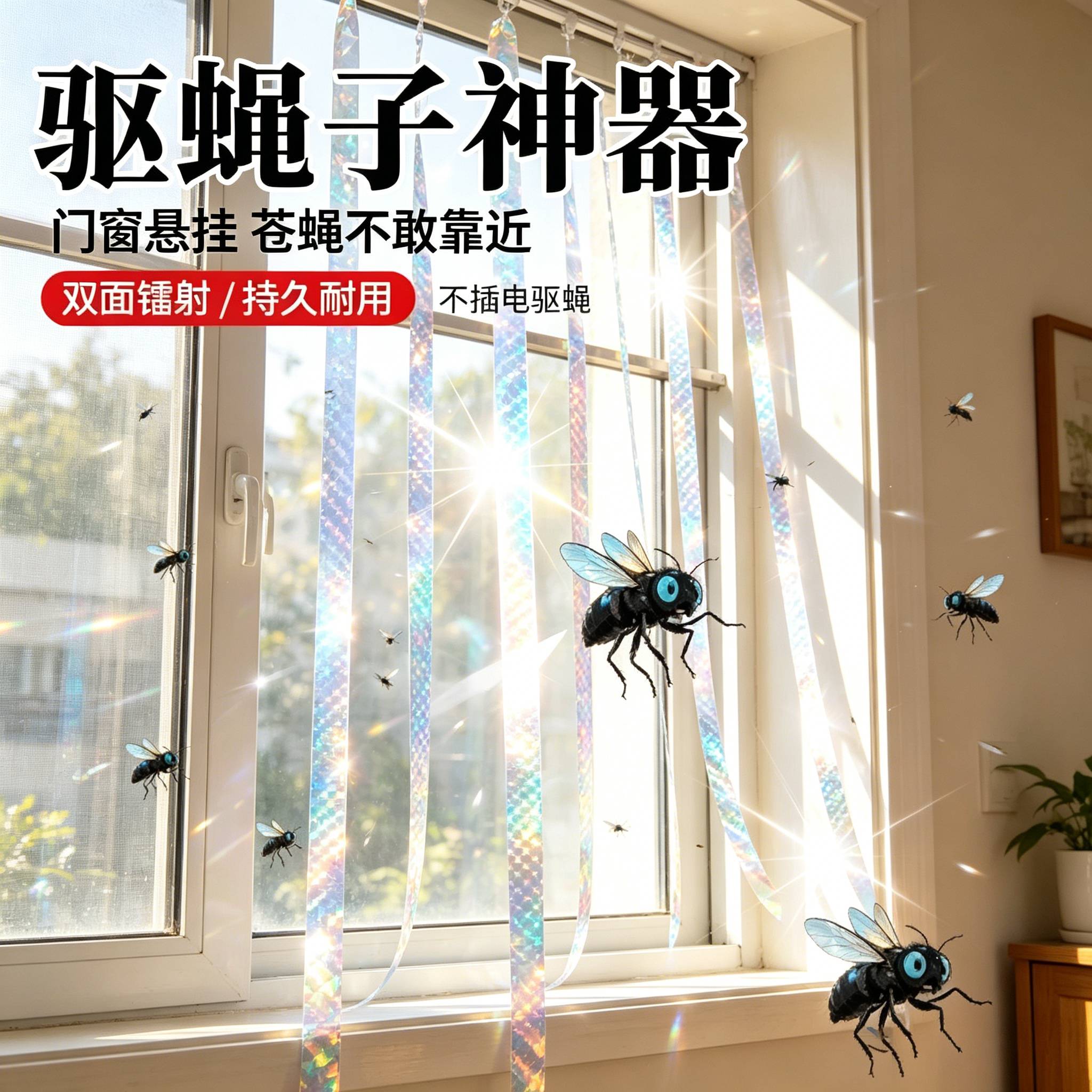 反光贴驱苍蝇2026新款挂件家用室内窗户强效驱赶苍蝇蚊虫便携驱蚊