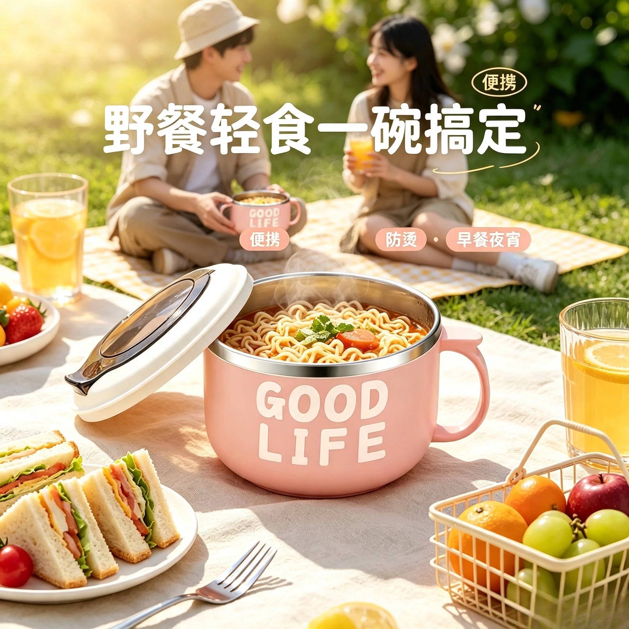 饭碗带盖上班族保温食堂打饭盒泡面碗初中不锈钢学生专用便当餐盒