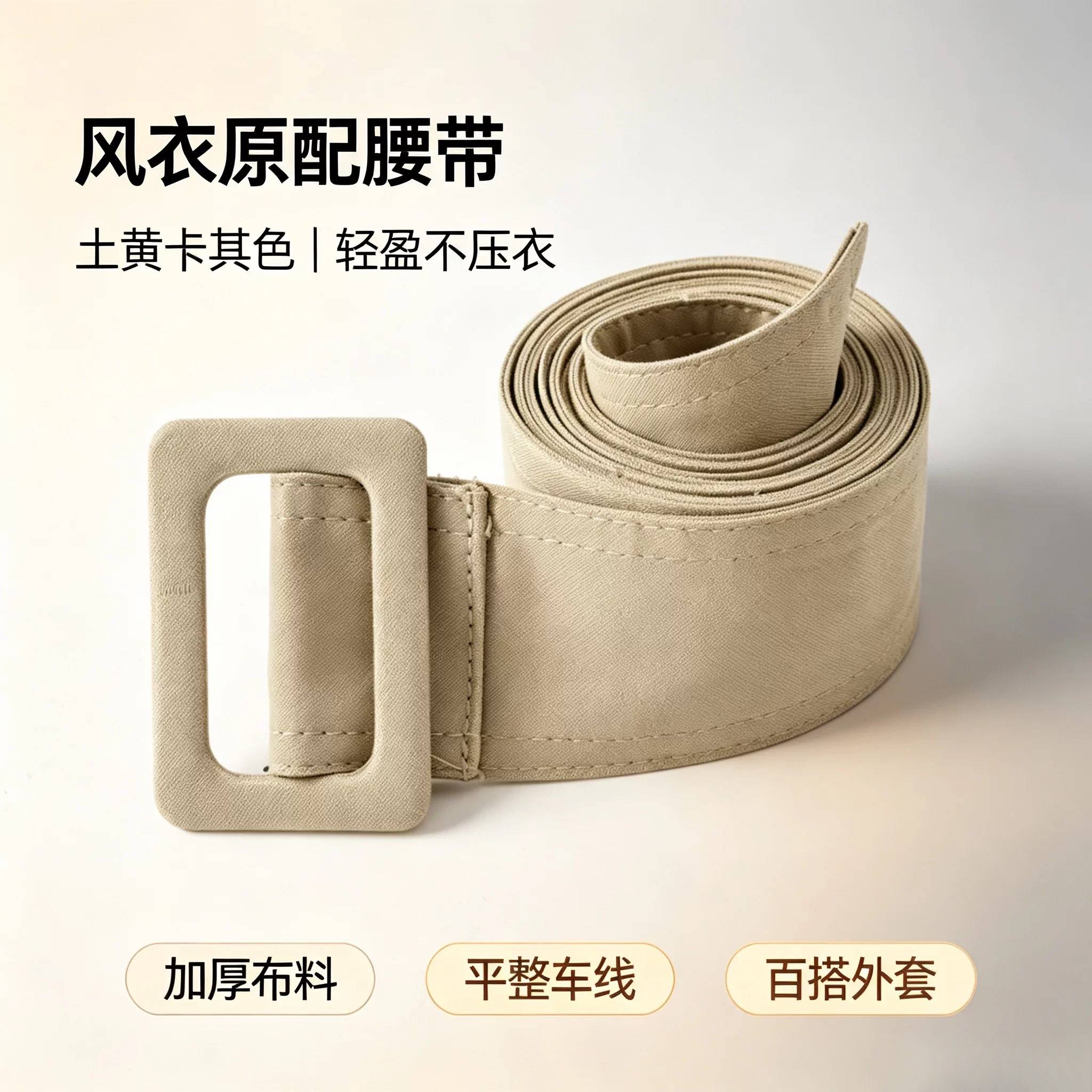 风衣收腰腰带绑带系带装饰卡其色大衣简约百搭女棉质配件长系带