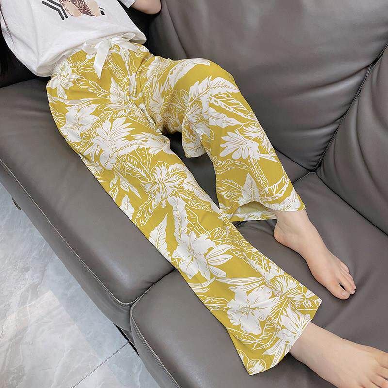 棉绸睡裤女春夏季薄款九分长裤2026年新款人造棉阔腿空调家居裤子