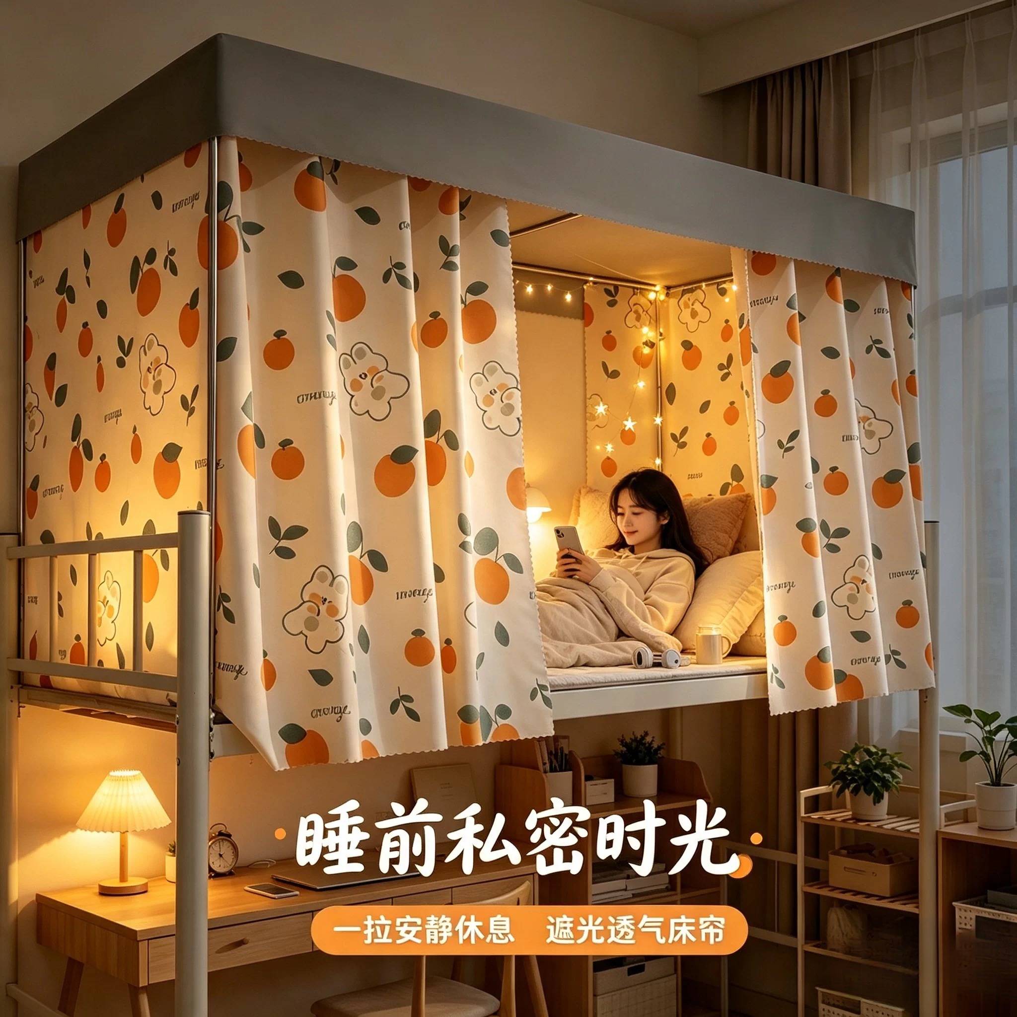 【无涂层!纯布】强遮光床帘学生宿舍上铺上下铺帘子大学寝室窗帘