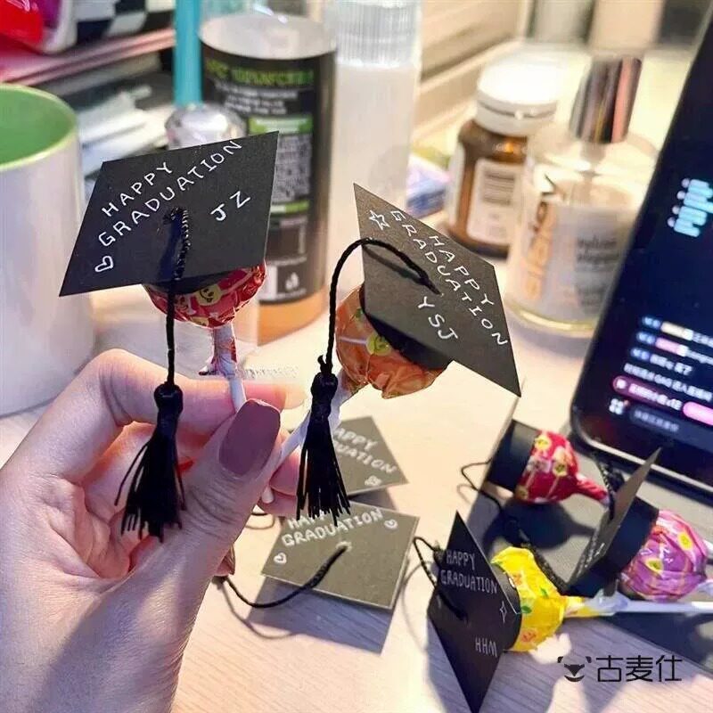 棒棒糖学士帽毕业季礼物手工diy儿童送闺蜜同学大学生班级装饰品