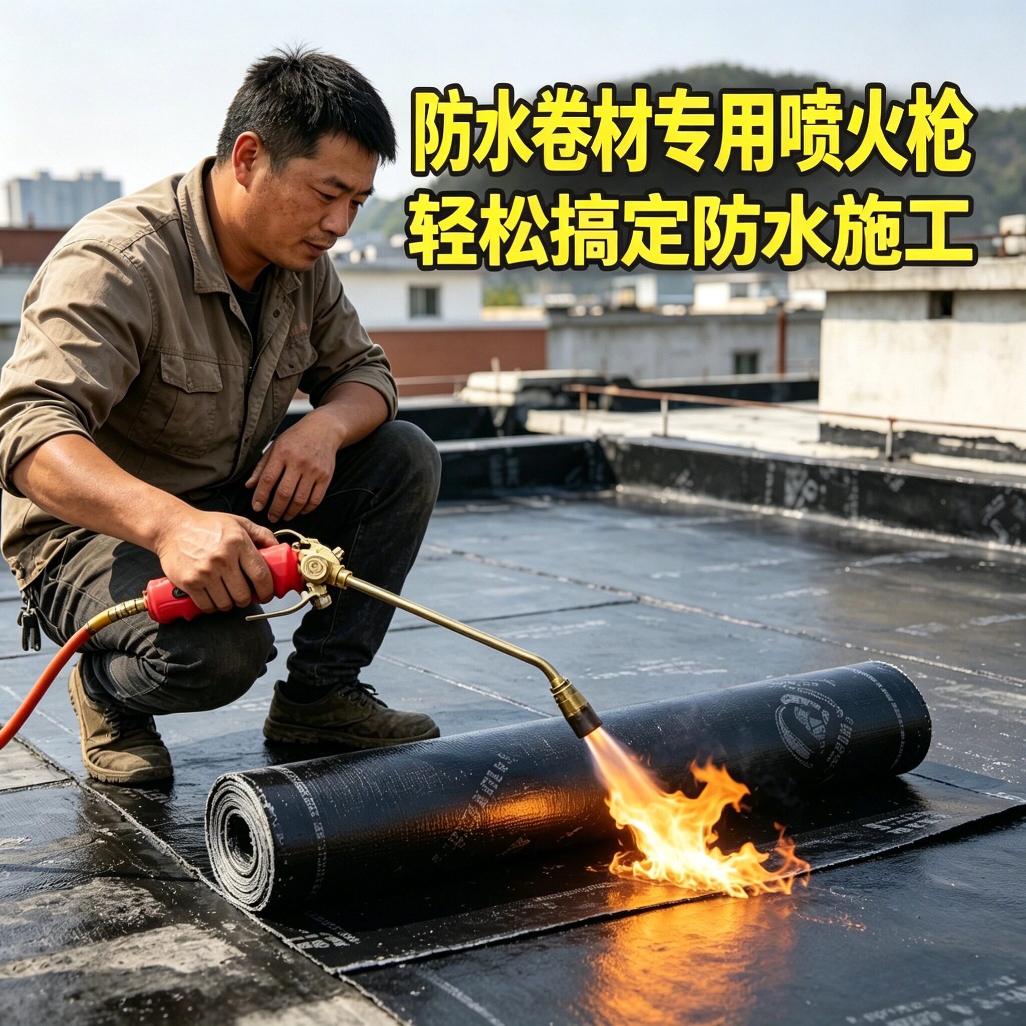 防水卷材专用喷火枪瓦斯全铜液化气猛火防风加长大口径喷灯烤枪头