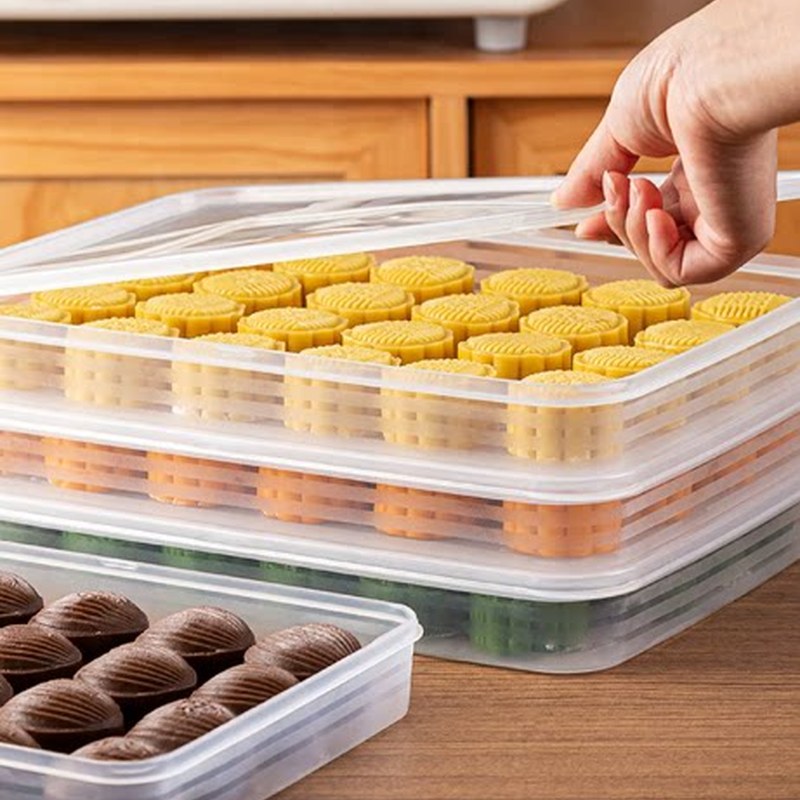 中秋月饼冷冻盒商用展示托盘面包胚储存收纳盒冰箱饺子保鲜密封盒