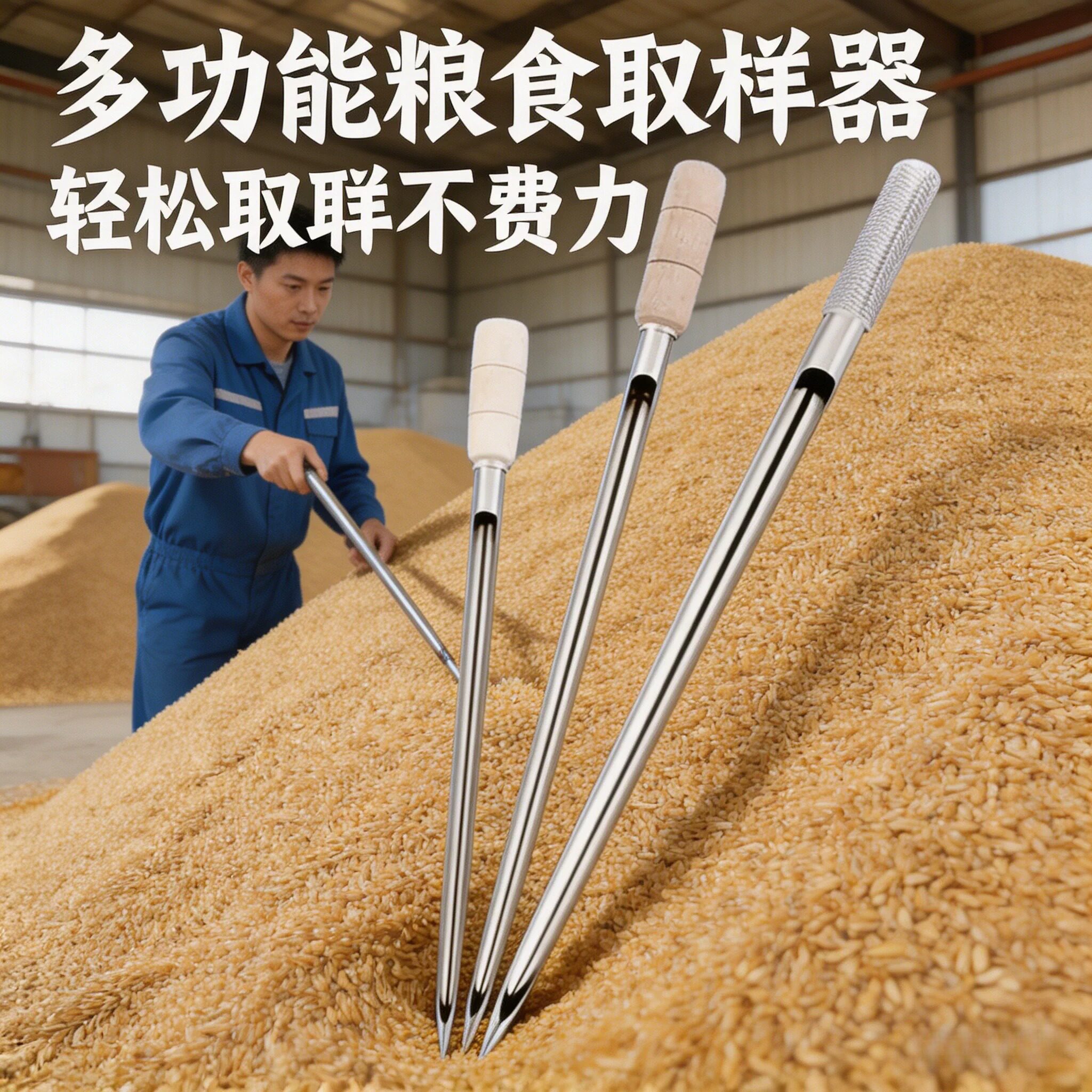 取样钎子多功能粮食扦样器不锈钢加厚米探子稻谷玉米谷物抽样工具