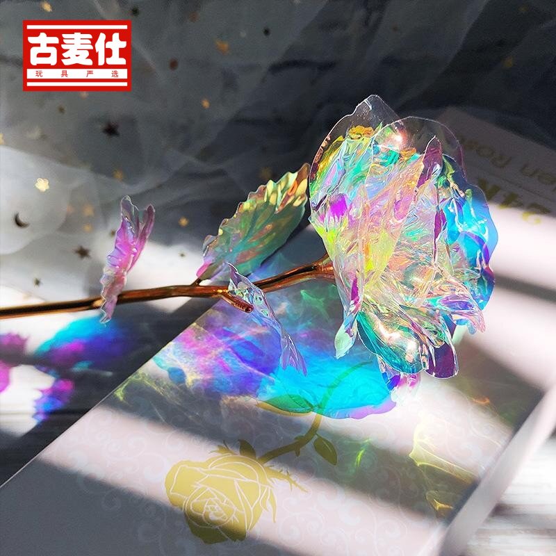七彩炫光玫瑰花星空彩金玫瑰花儿童宝石玩具水晶钻石开学礼物情侣