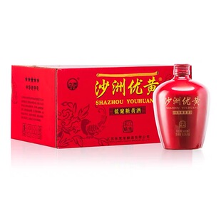 沙洲优黄黄酒 五星小红六年陈坛低聚糖黄酒6*500Ml整箱 苏州特产