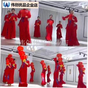 新年中国风红色灯笼演出道具喜庆舞蹈表演张灯结彩连Y串灯笼可折,