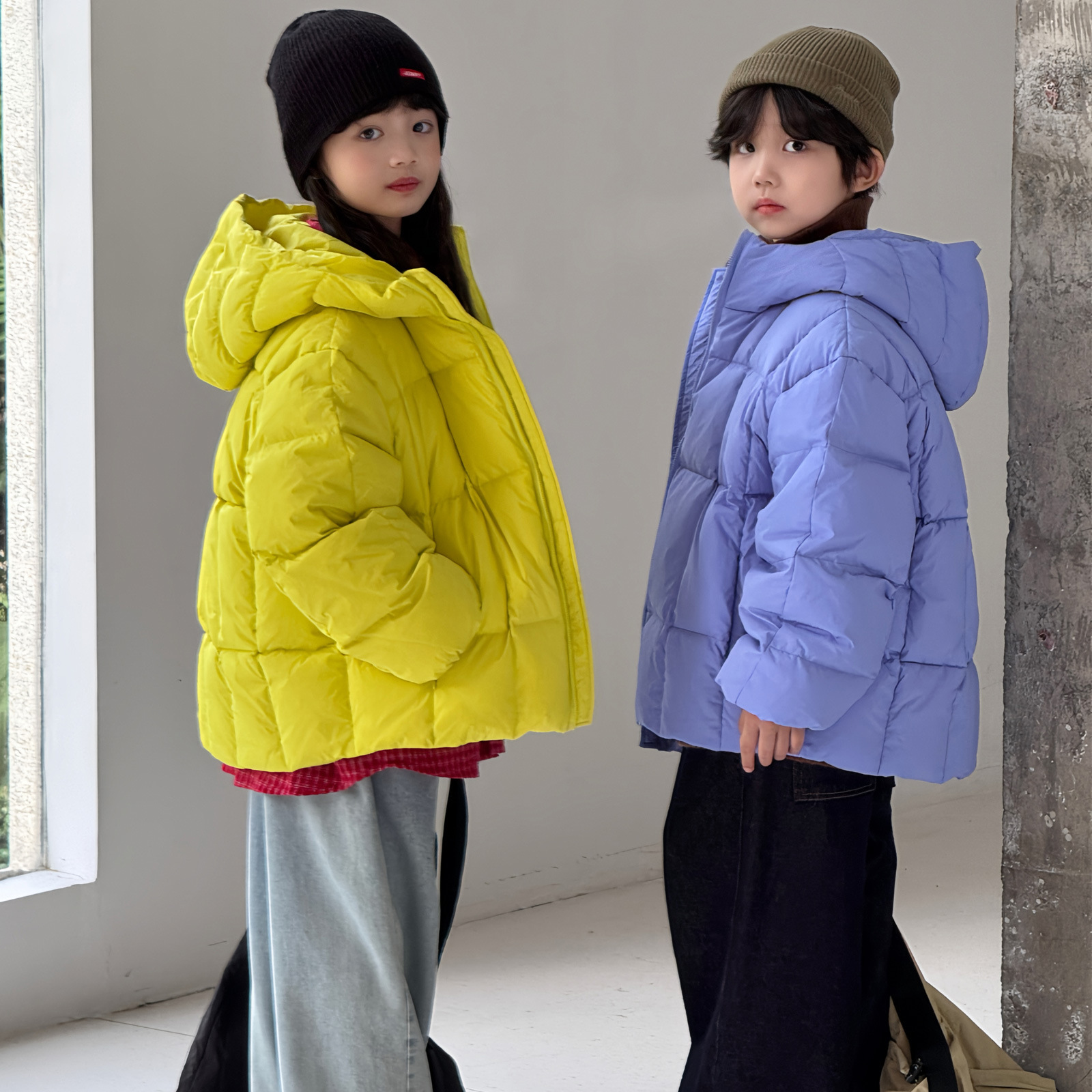童装羽绒服男童女童中大童韩版2025冬季新款加厚连帽白鸭绒外套
