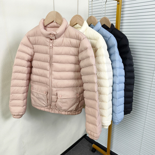 M家2025新款儿童羽绒服轻薄款女童男童短款95白鸭绒超轻立领排骨