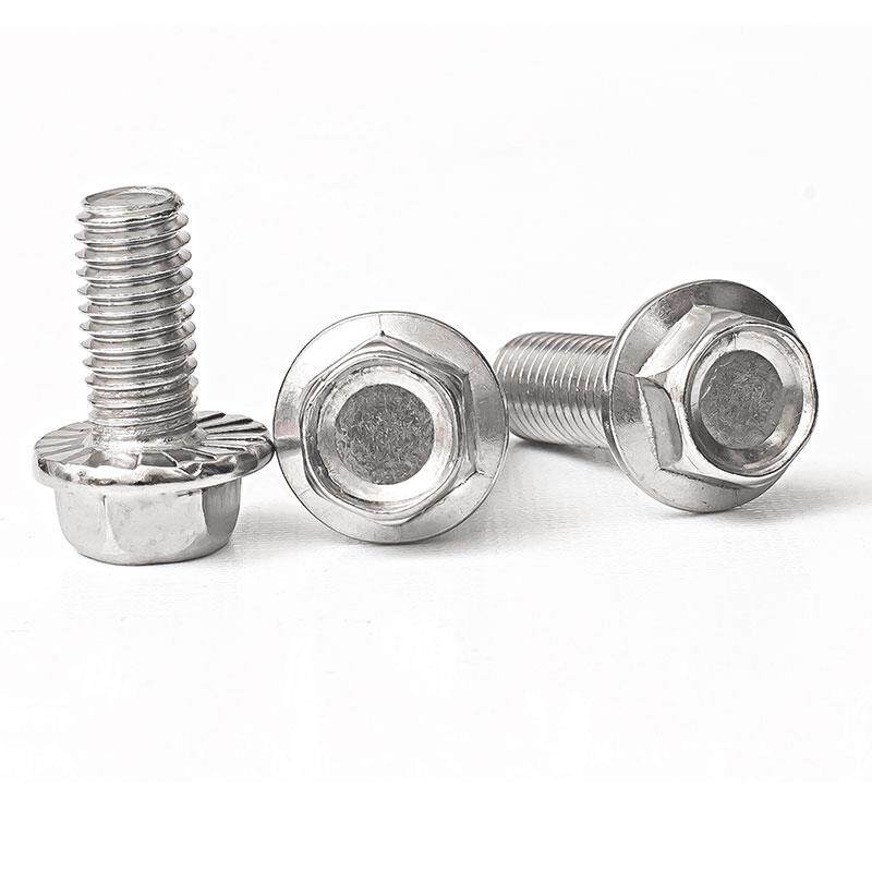 热销304不锈钢外六角法兰螺丝 螺栓带垫花齿纹防滑螺丝钉M5M6M8M1
